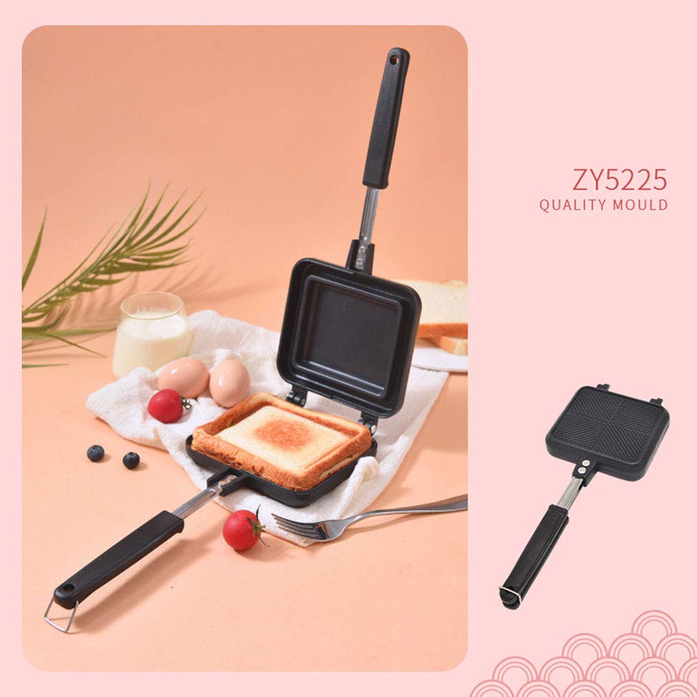 1083/5000 Sandwicheras Panini Prensas Grill Pan - Parrilla de queso con doble revestimiento Sandwichera antiadherente Bandeja abatible de aluminio para estufa