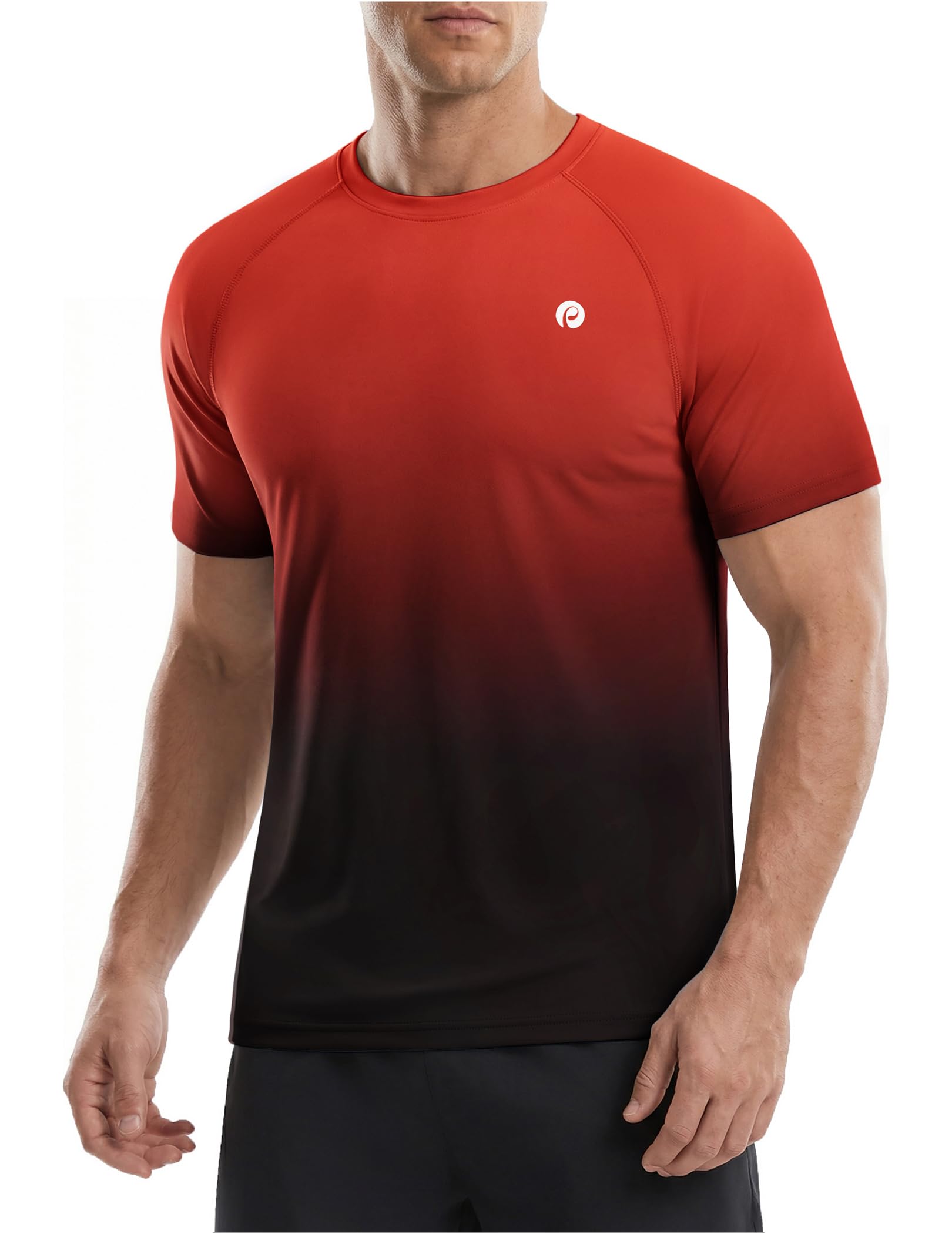 PINSPARK Workout Shirts for Men UPF 50 Quick Dry Athletic Gym Tee Shirts Mens Short Sleeve Running Cooling