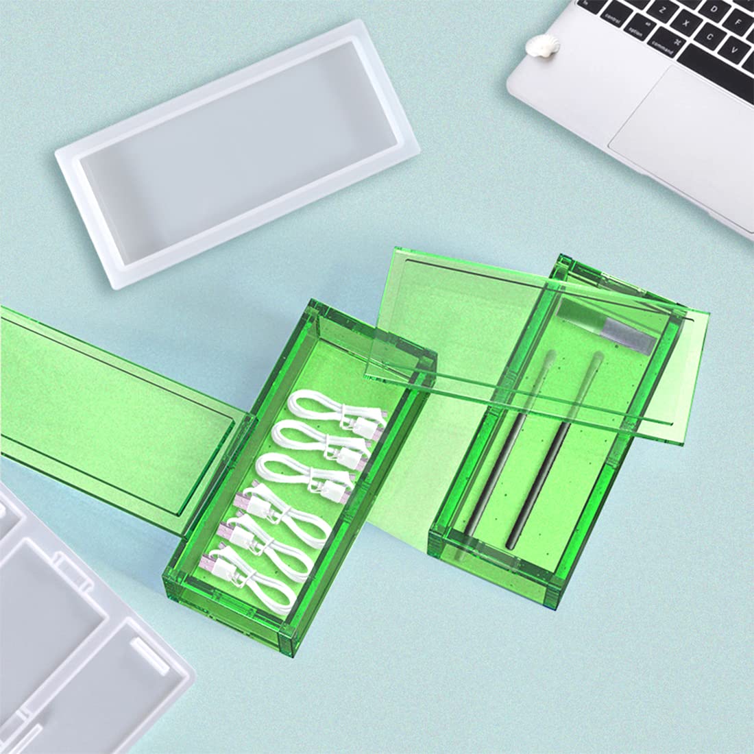 Voyyphixa Feuilles Moulle Resine Epoxy Moules En Silicone Moule à Boîte De Rangement Forme Feuilles Tropicales Moule De Plateau Fruits Pour Résine De Boîte à Bijoux Moules De Coulée Epoxy (Elm