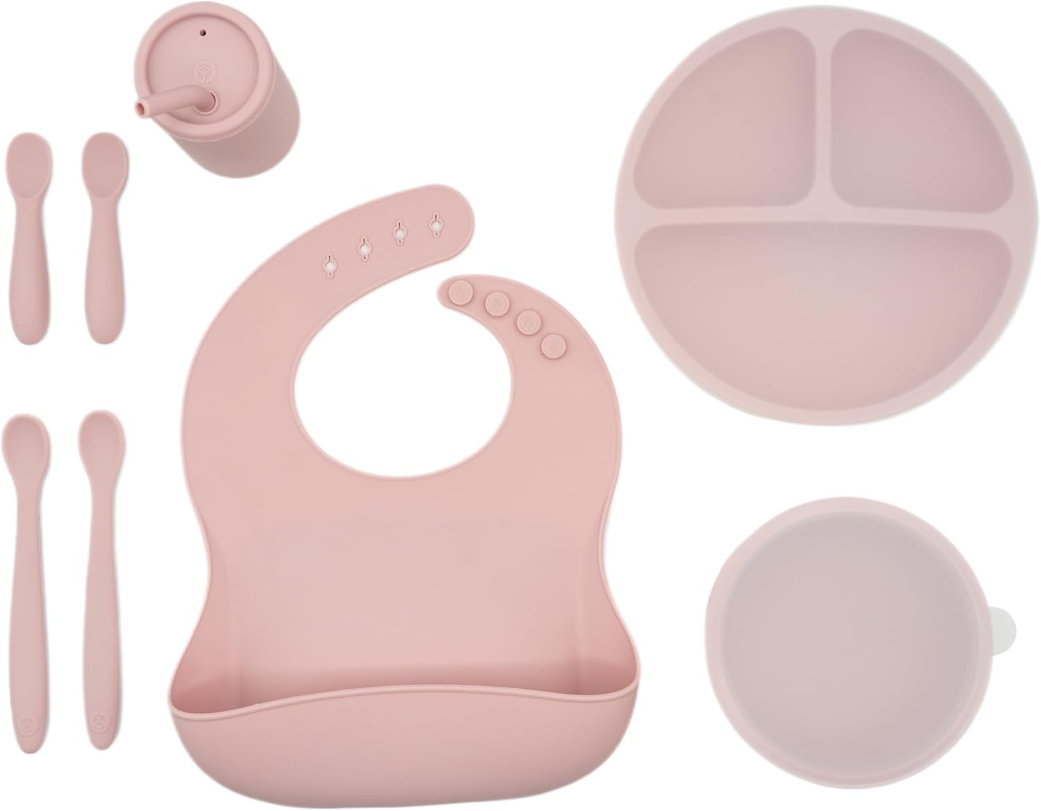 WeeSprout Baby Led Weaning Bundle, Silicone Suction Bowl, Spoons, Bib & Cup, Develops Self Feeding Skills, Dishwasher Safe (Pink) WeeSprout Baby Led Weaning Bundle, Silicone Suction Bowl, Spoons, Bib & Cup, Develops Self Feeding Skills, Dishwasher Safe (Pink)
