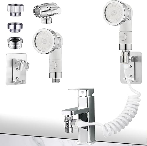 Juego de accesorios rociadores para grifo de fregadero, cabezal de ducha se fija al grifo de la bañera, accesorio de manguera de lavado de perros