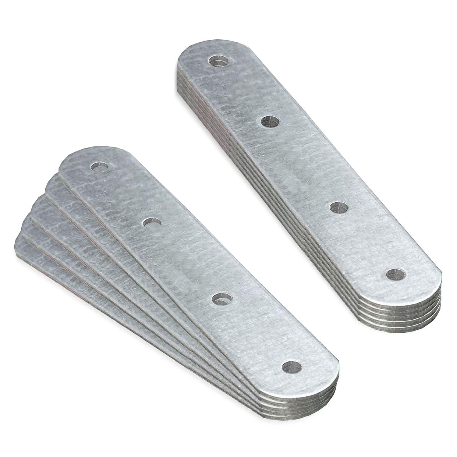 OMIDEAS 10 x Verbindungsplatten (120 x 25 x 2) Holzverbinder Stahlverbinder Lochplatte Lochblech Flachverbinder, Silber Verzinkt