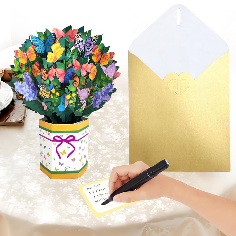 3D Pop Up Paper Flower Greeting Card W/ Envelope For Valentine's / Mother's Day - View #9
