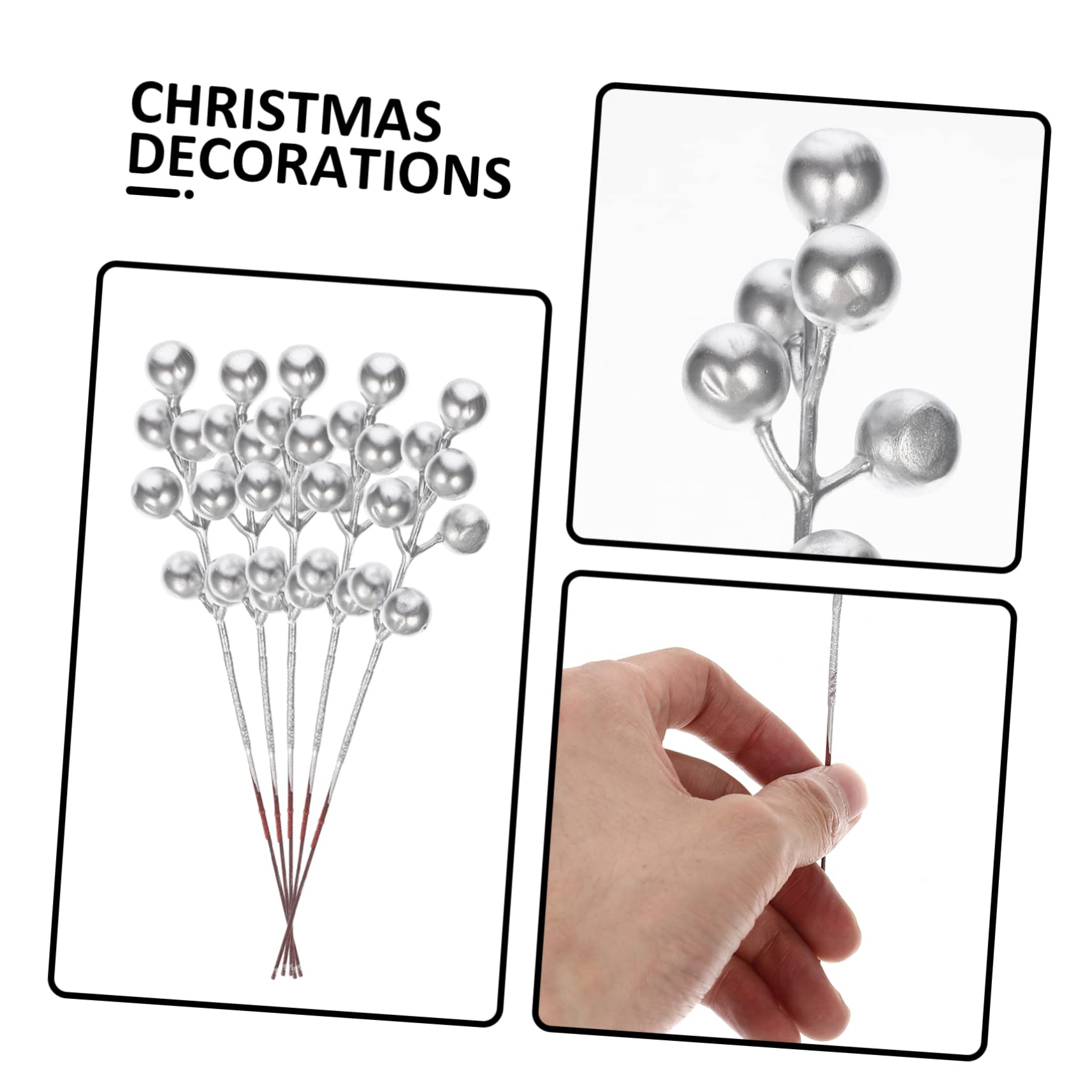 PRETYZOOM 4 Set Eleganti Bacche Di Natale Steli Di Bacche Artificiali Rami Di Bacche Finte Lavorazione Delicata Per Apparecchiare La Tavola 30 Pezzi * 4