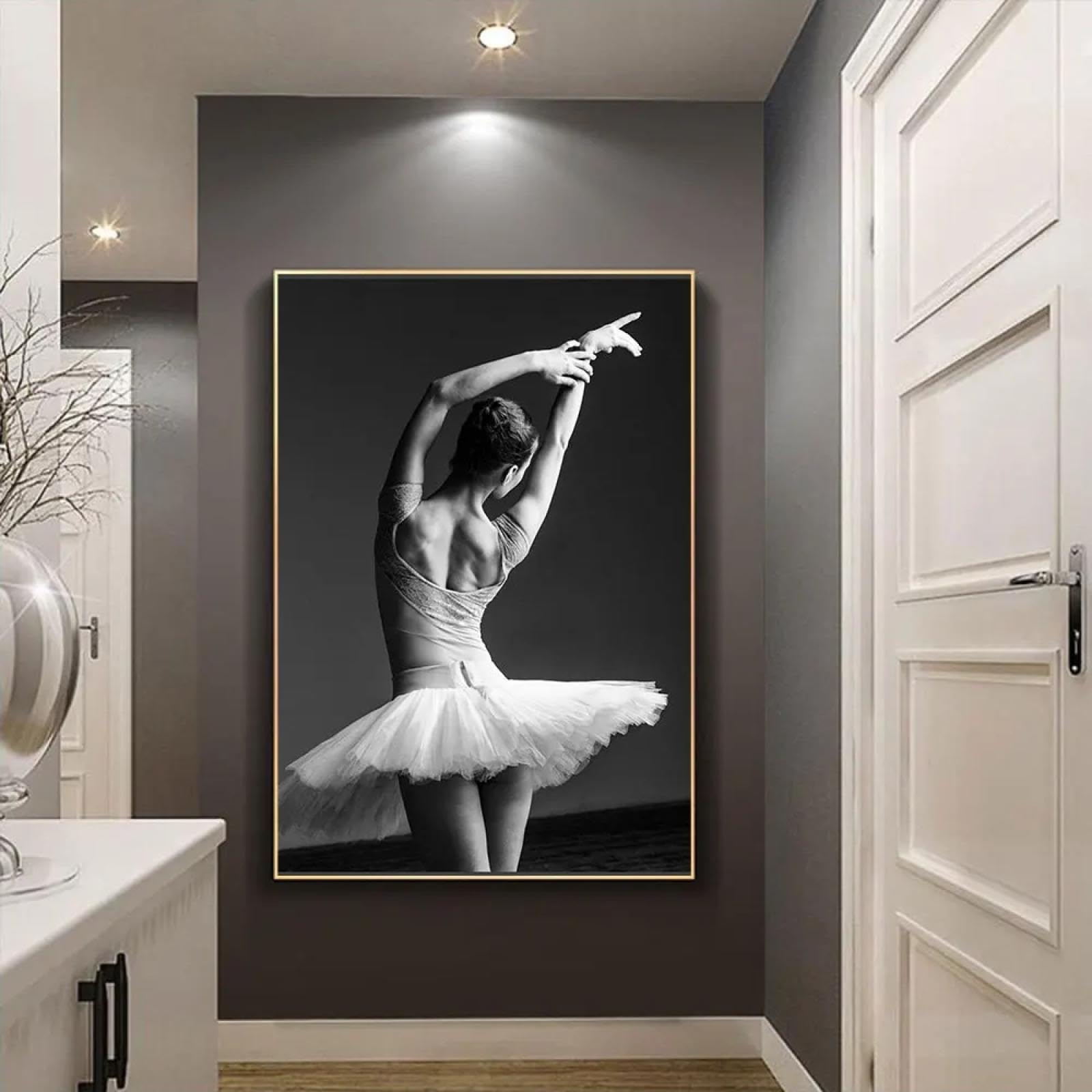 Peinture sur toile de danseuse de ballet affiche murale 60x90 impression photo noir blanc