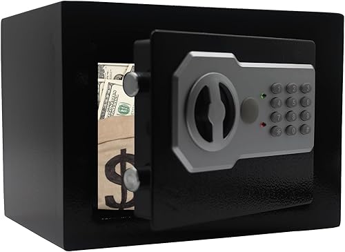 Yuanshikj Caja de seguridad con teclado electrónico con llave, depósito digital de acero para el hogar, oficina, hotel, negocios, dinero en