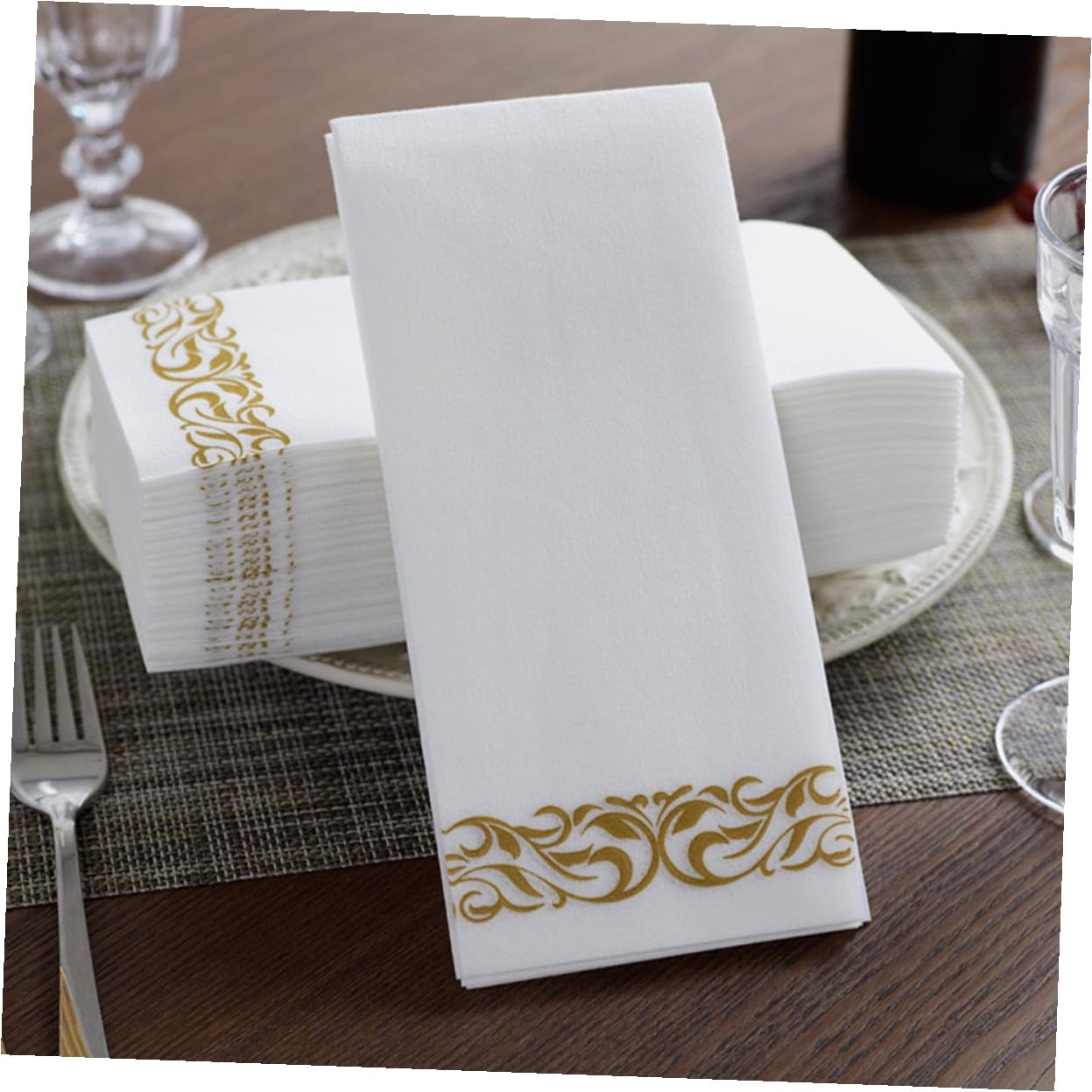 Gatuida 100 piezas Servilletas Desechables para Banquetes Unidades Papel Grueso Plegado para Fiestas Bodas Cumpleaños Elegante Decoración