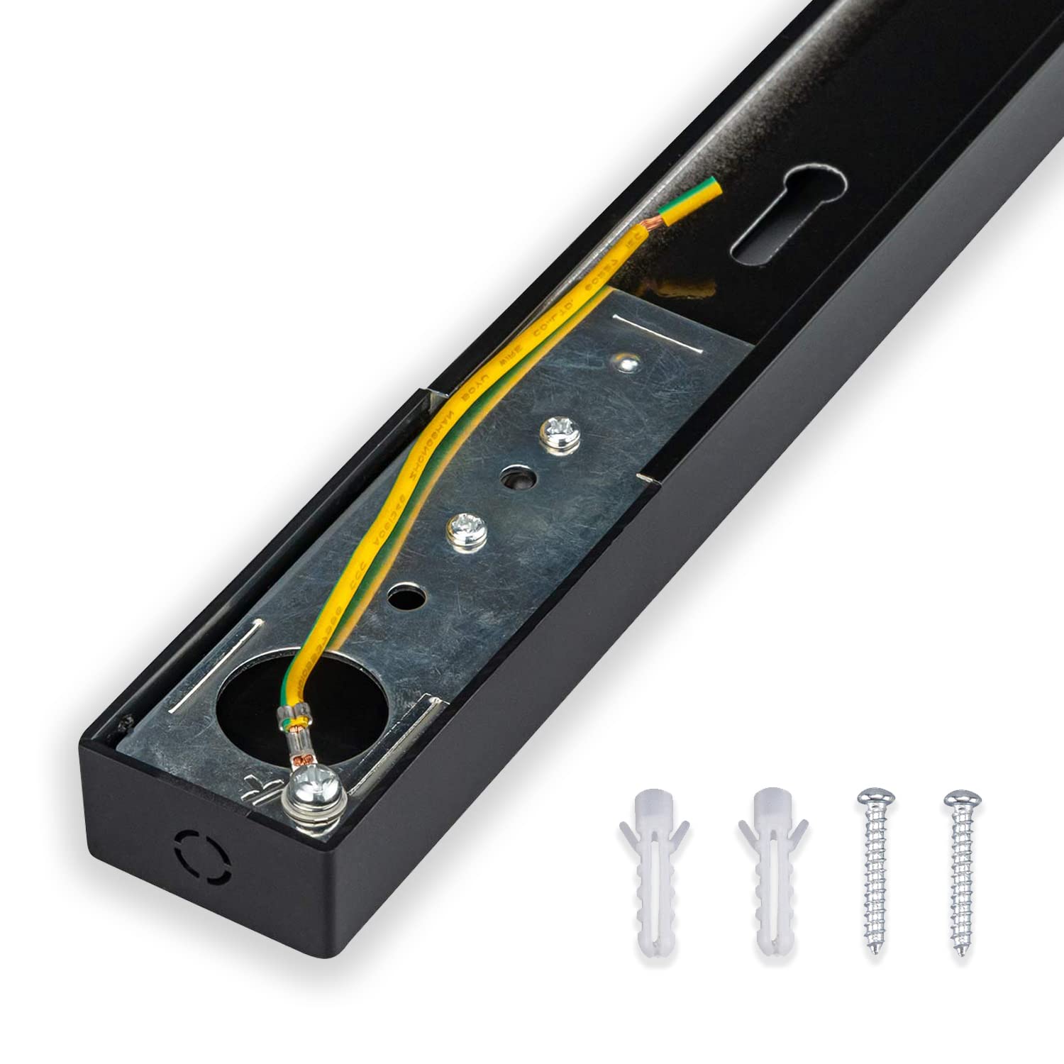 POPP® Carril monofasico 1 metro Accesorio para carril LED en manofasico superficie aluminio color negro (Negro 1 metro)
