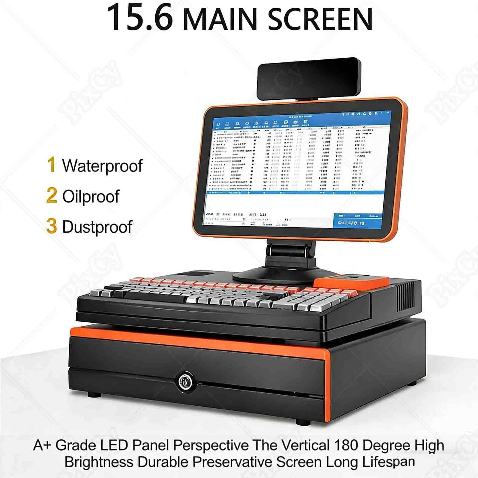 PixCy Cajas Registradoras Comercio,Tpv Comercio Completo,15,6" Touch Screen + 58mm Impresora Térmica + Cajón Automático,Gestión Inventario + Pago Múltiple,Dueños Tiendas/Comerciantes Single