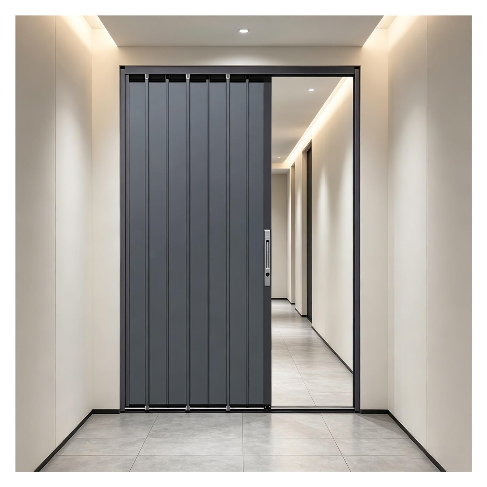 Corridor Style Accordion Door with Lock, Space Saving Folding Door for Indoor/Outdoor Use, Aluminum Alloy Partition Gate for Space Division(48x90)