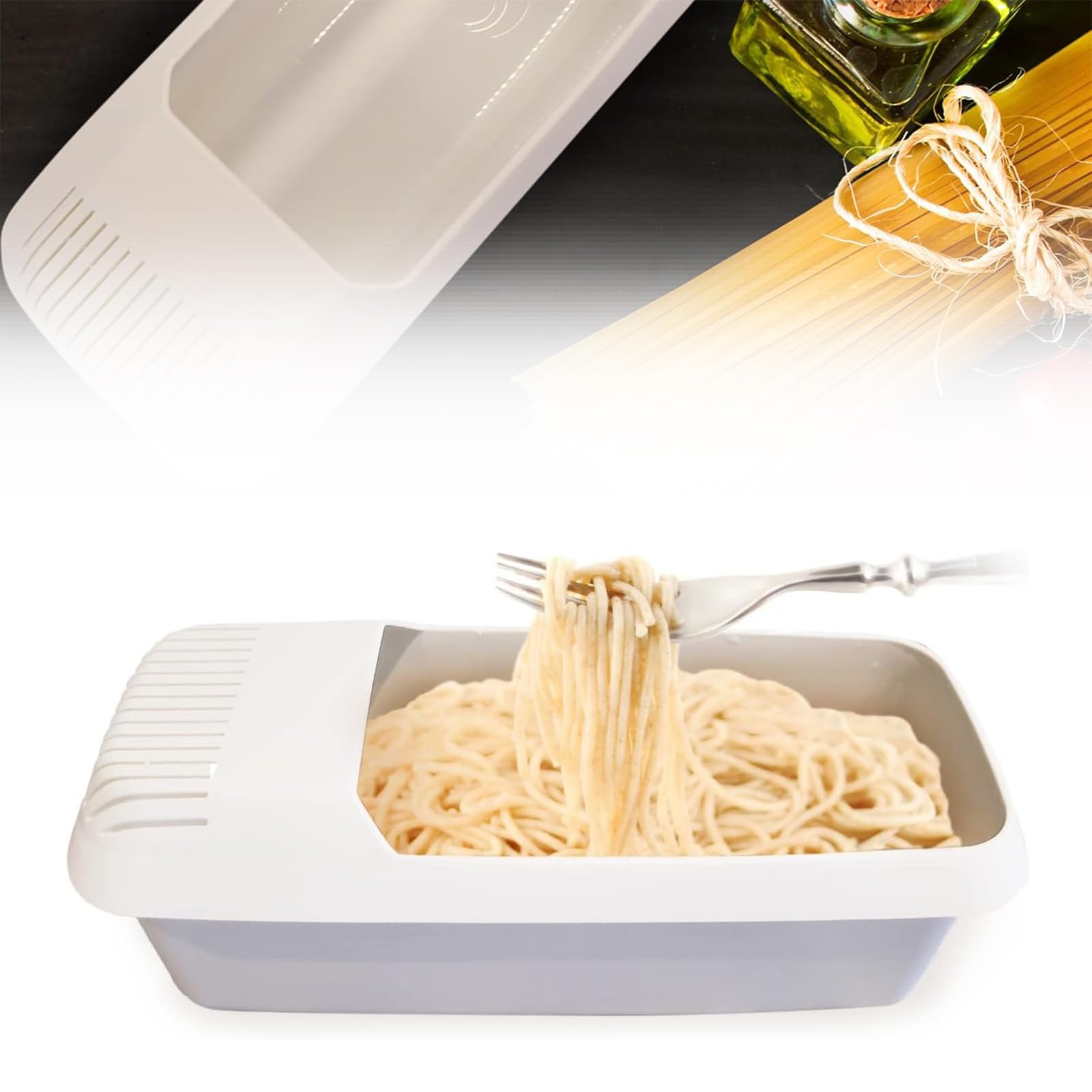 NALACAL Microwave Pasta Cooker, Microwave Spaghetti and Noodle Cooker, No Waiting, No Mess, No Stick, Microwave Pasta Cooker with Strainer Lid Ready In As Little As 10 Minutes for up to 4 Servings