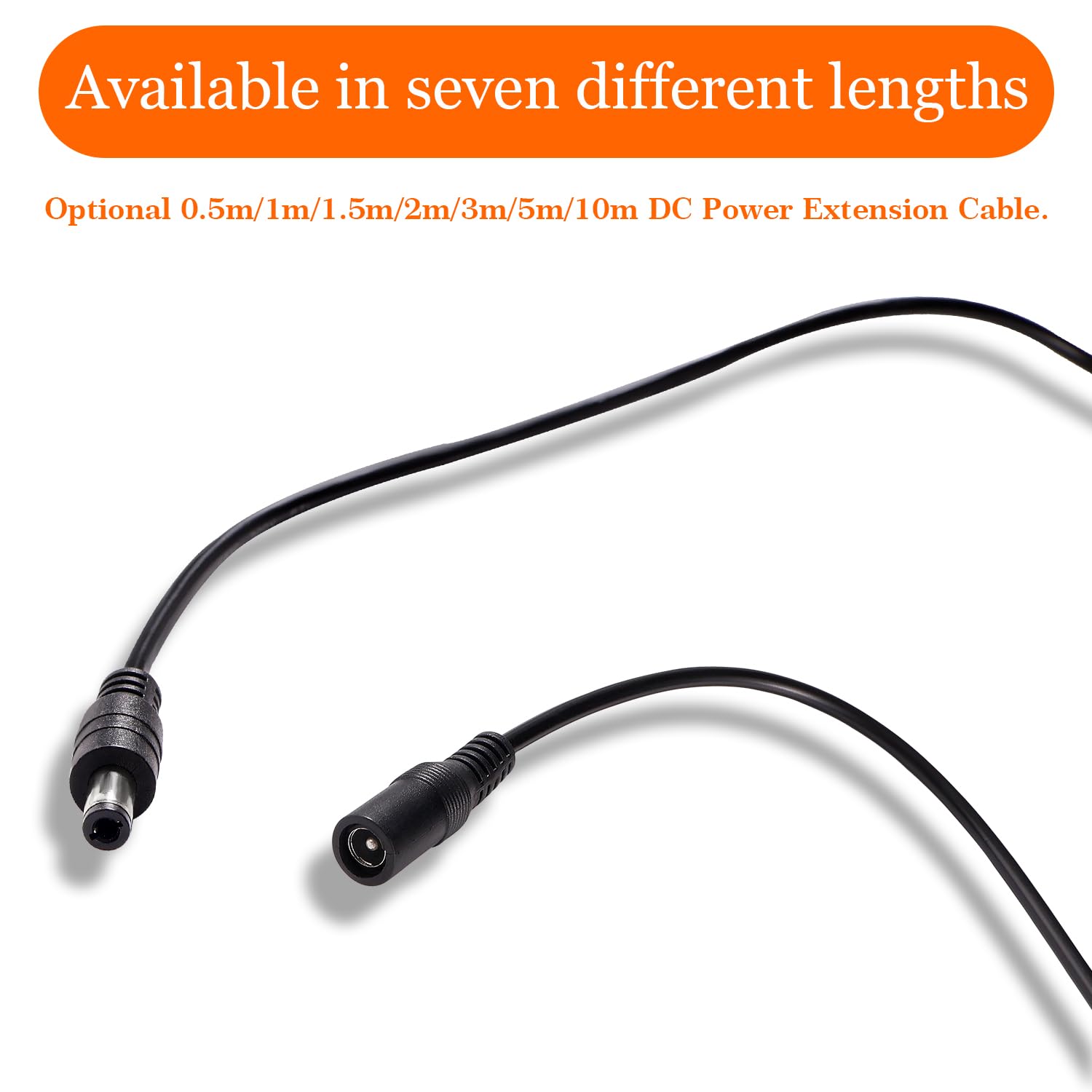 2 Pezzi 2m 5.5x2.1 mm 24V 12V Cavi di Prolunga per Alimentazione DC, DC Cavo Estensione Maschio a Femmina 22AWG, per Telecamera Sicurezza CCTV, DVR, Nero