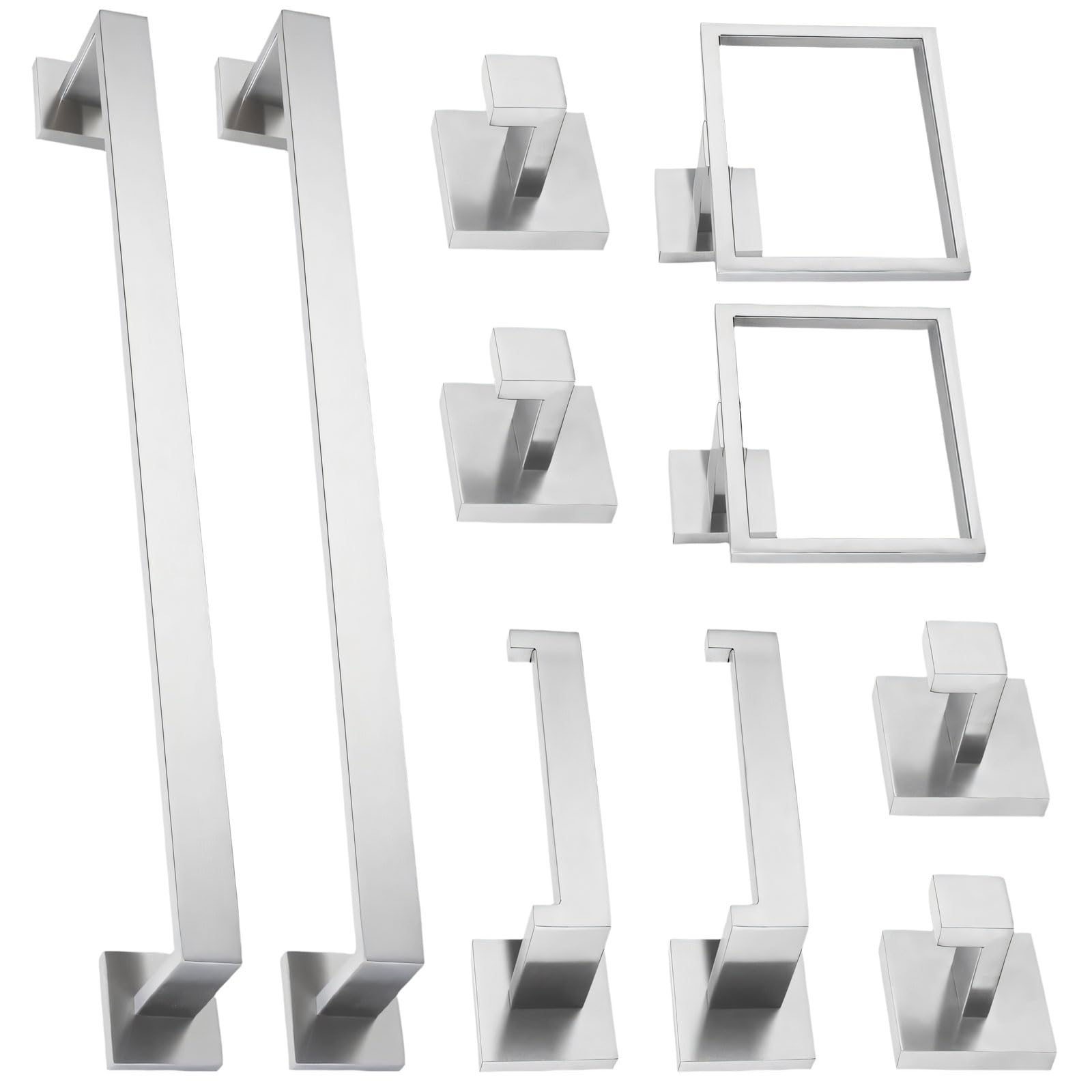 Juego de toalleros de acero inoxidable de 10 piezas con ganchos para baño moderno