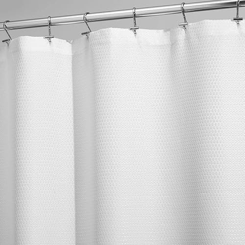 Miniatura 5 de mDesign STALL - Cortina de ducha de poliéster ligera con ojales reforzados, para duchas y bañeras, elegante patrón geométrico de diamante, 54 x 78