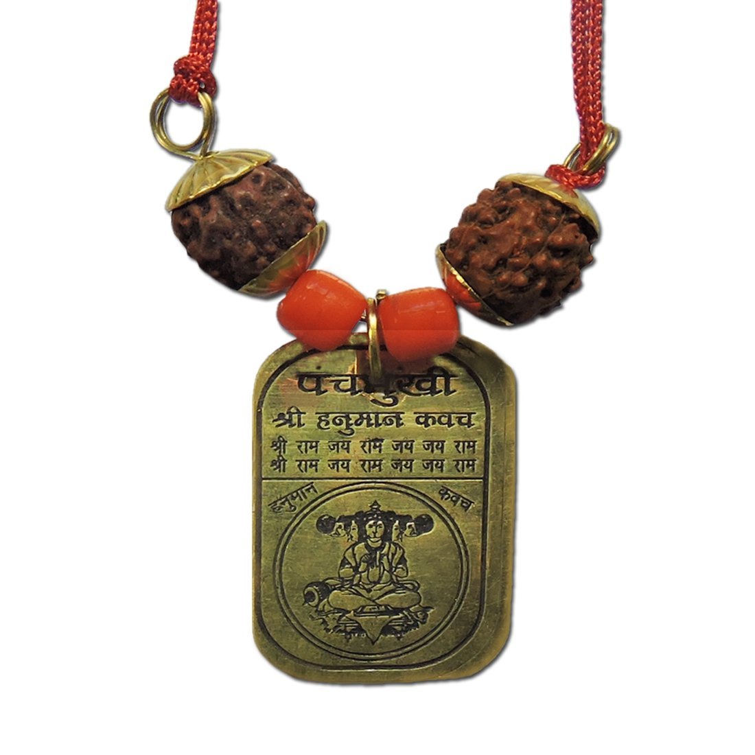DSOM Brass Panchmukhi Hanuman Kavach Pendant with 5 Faced Rudraksha and Ashtadhatu Yantra (Gold_1.5 x 30 cm)-picture-49
