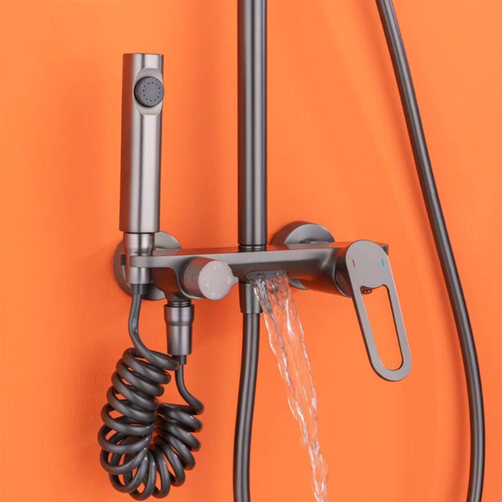 Juego de Grifo de Ducha Visto, Cabezal de Ducha Tipo Lluvia con Ducha de Mano de 3 Modos, caño de bañera, rociador de bidé, Grifo Mezclador para Ducha de bañera, Sistema de Ducha,
