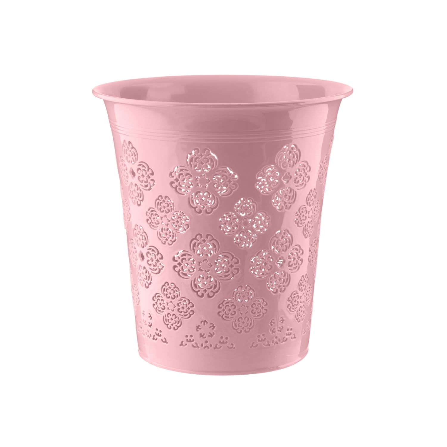 HOMESHOPA 8 Litre Pink Floral Cut-Out Waste Paper Bin – Decorative Lightweight Tapered Rubbish Bin for Bedroom, Office, Bathroom & Home Use