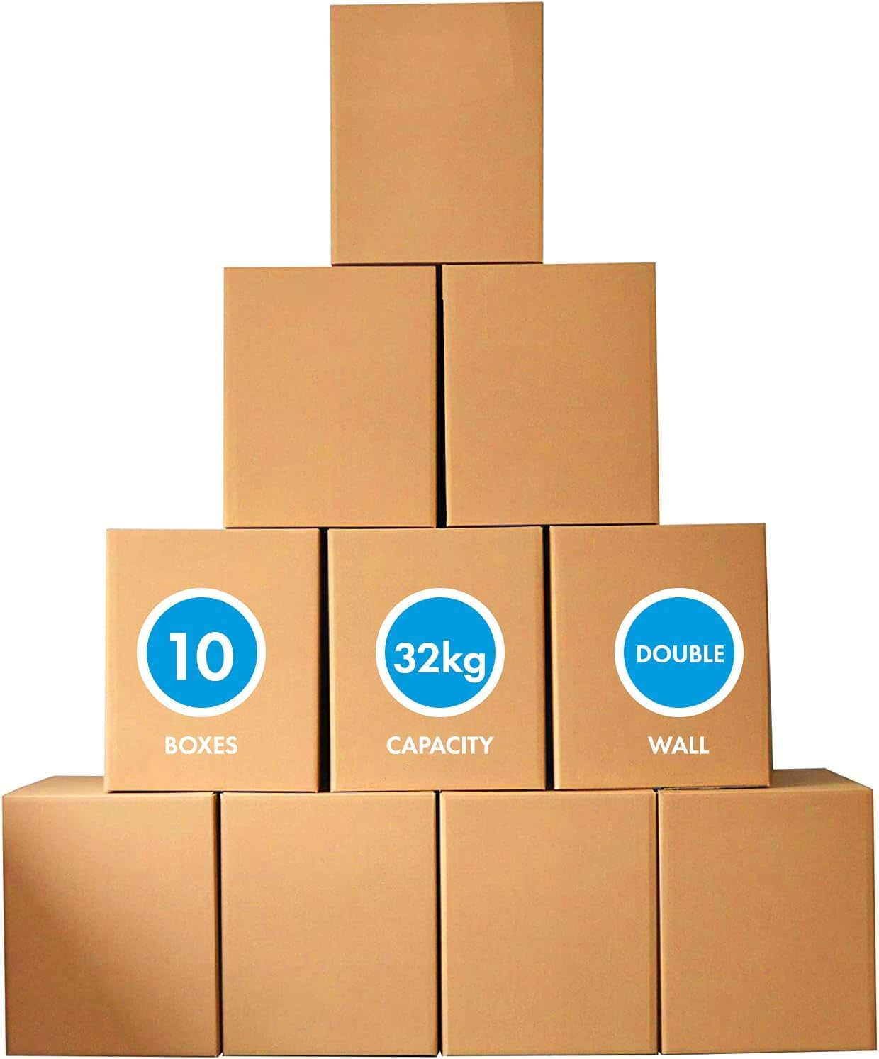 AL ARQAM [10 Pack] Large Double Wall 100% Recyclable Corrugated Cardboard Moving Boxes with 32 KG Capacity, 55 x 55 x 70 cm Brown Carton for Packaging, Shipping and Storage, 5 ply