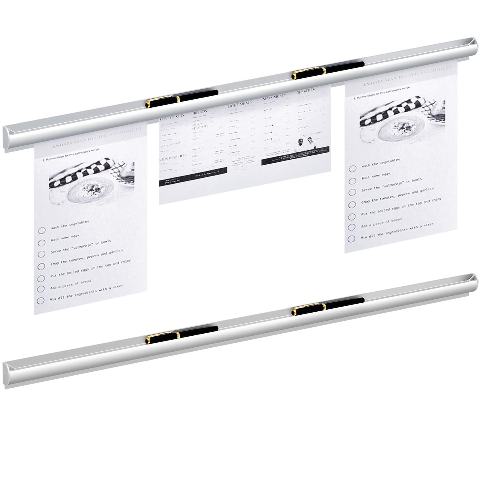 Henoyso 2pcs Restaurant Ticket Holder Slide Receipt Rack, 44 Inch, Pen Slot