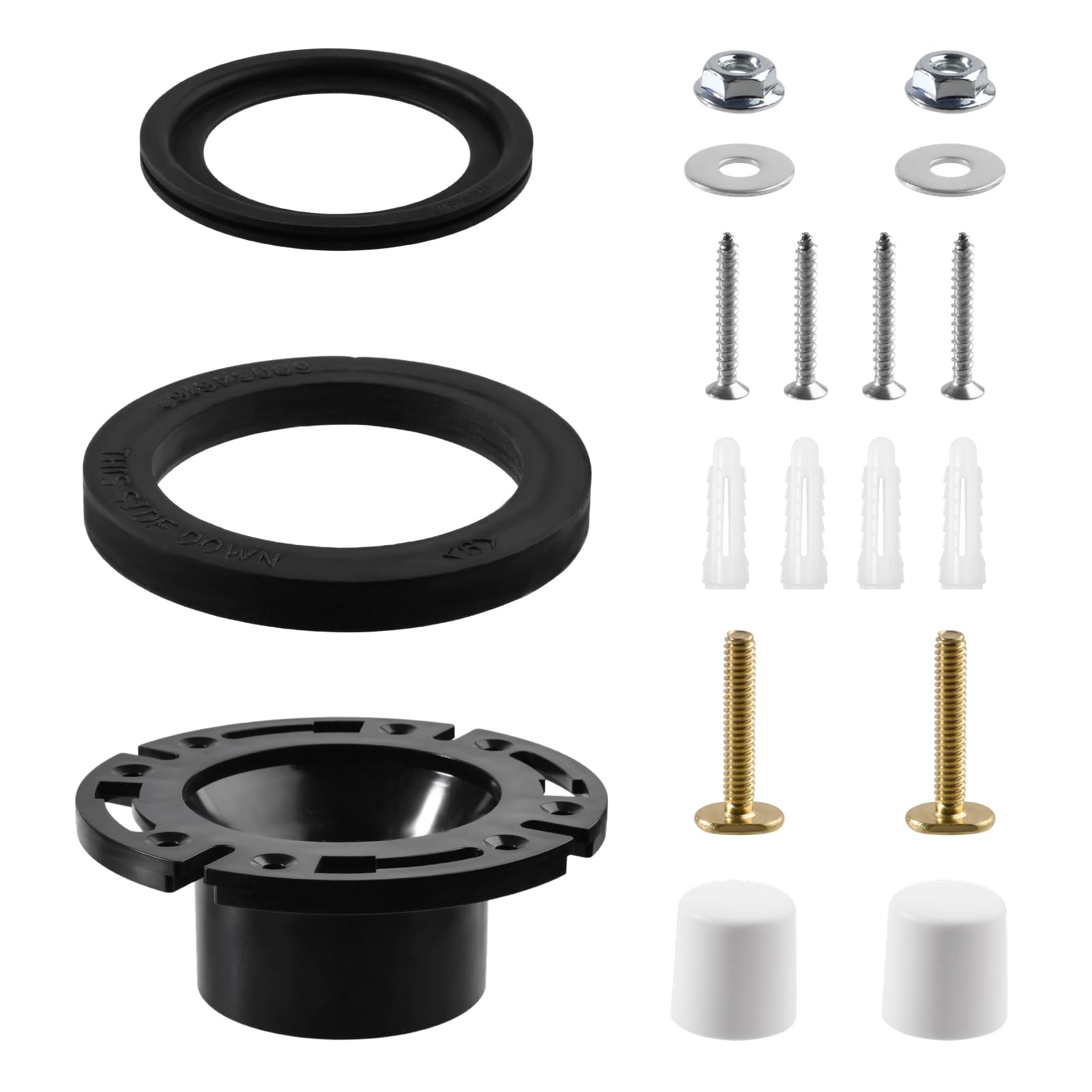 GOLD DEER RV Toilet Seal with 3 Inch Socket Floor Flange Kit for Dometic 300 310 320 Toilet, Replacement Parts Kit 385345892 Flange, 385311658 Flush Ball Seal and 385311652 Base Seals Gasket