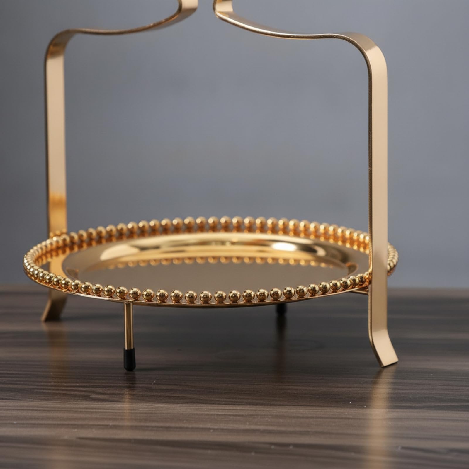 Alzata Monolivello con Manico Elegante Portadolci Stabile Tavola per Ristoratori, Pasticceria, Buffet , Oro , 1 Strato, Supporto In Acciaio Inossidabile Con Vassoio A Sfera D Acciaio