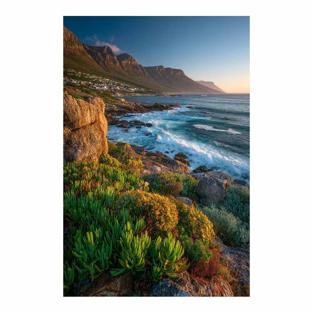 HUYEEI Canvas Print Wall Art Coastal Flowers Modern Nature Landscape Poster, for living room, bedroom,Corridor Office Room Decoretc.(green)-60x80cm Unframed