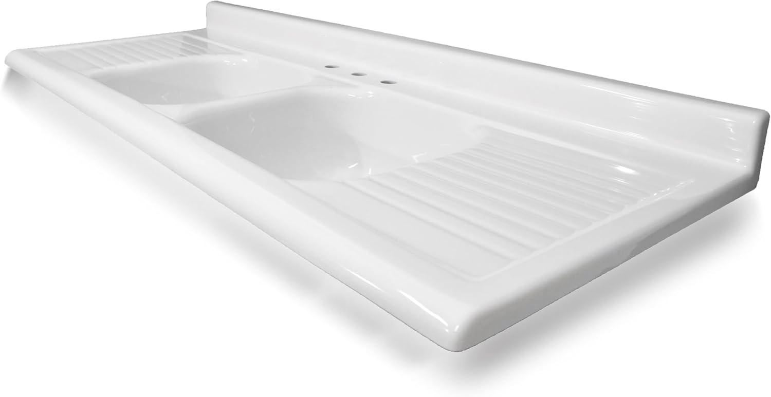 NBI Drainboard Sinks 66" x 25" Double Bowl, Double Drainboard Farmhouse Sink Reproduction