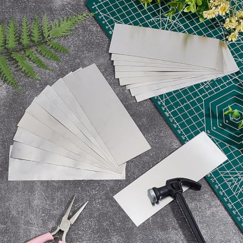Image of OLYCRAFT 45Pcs 9 Sizes 304 Stainless Strips Sheets Metal Shims Shim Stock Assortment Metal Shim Stock Rectangle Stainless Steel Strips Gap Filler Trim Strip for Home Improvement Trim Gap Filler Tools
