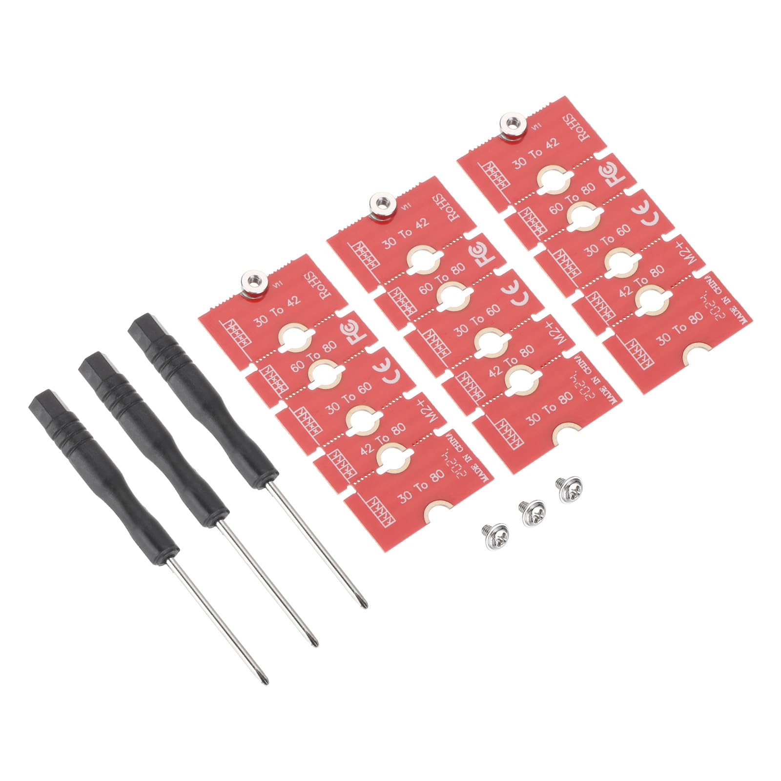 QUARKZMAN 3szt M2+ Przedłużacz Adapter Długość M.2 Ngff/Nvme 2230, 2242, 2260, 2280, Wielofunkcyjny Uchwyt Płytki PCB Rozszerzenie karty Ssd do komputera PC Czerwony