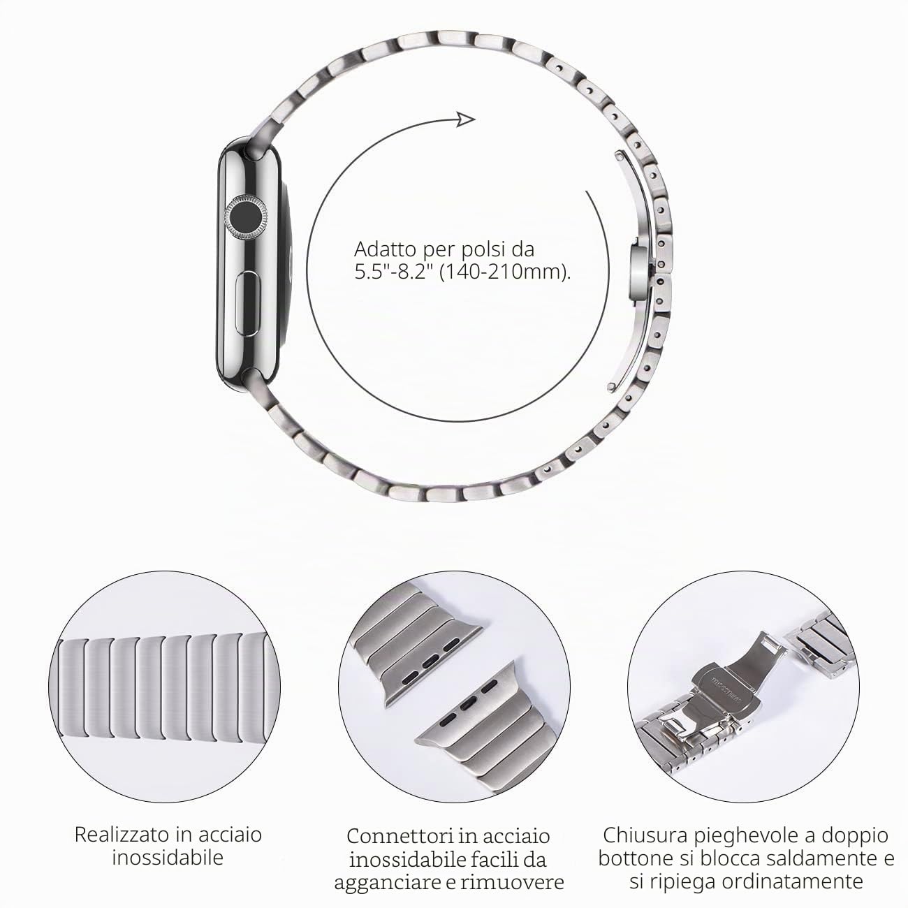 NewWays Cinturino in metallo da 49 mm, 46 mm, 45 mm, 44 mm, 42 mm, 41 mm, 40 mm, 38 mm, compatibile con Apple Watch, cinturino di ricambio in solido acciaio inox per iWatch Ultra/Ultra2