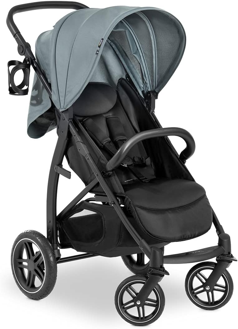 Hauck Rapid Buggy 4D / up to 25 kg/Quick Folding/Sun Canopy UPF 50+ / Rubber Wheels/Drink Holder/Height Adjustable/Reclining Position/Easy to Wipe Clean/Large Shopping Basket/Jungle Green