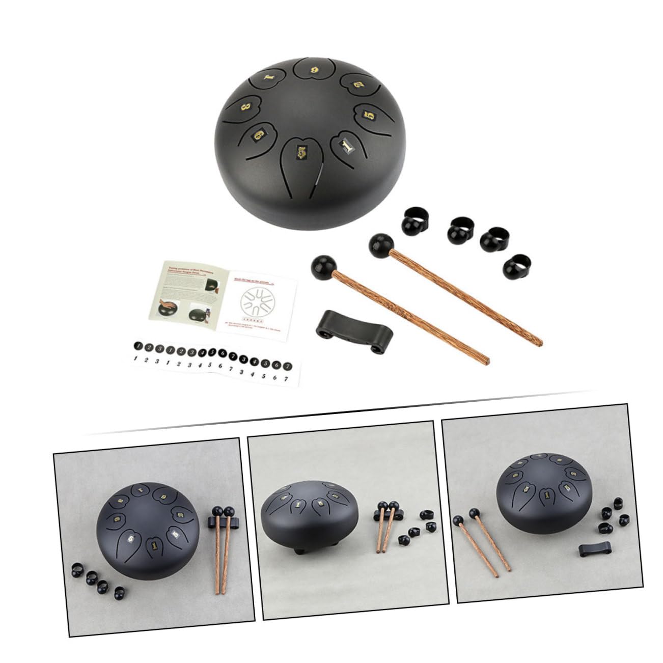 Abaodam Instrumento Etéreo Negro Grande de Metal y Madera, Percusión de Lengüeta para Educación y Yoga, Uso Prolongado