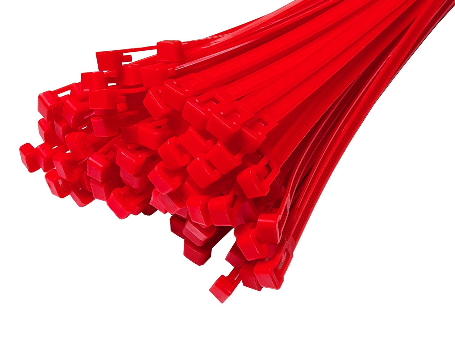 Pack of 100 Cable Ties Resealable 540 mm x 7.6 mm Red Reusable Nylon UV Stable