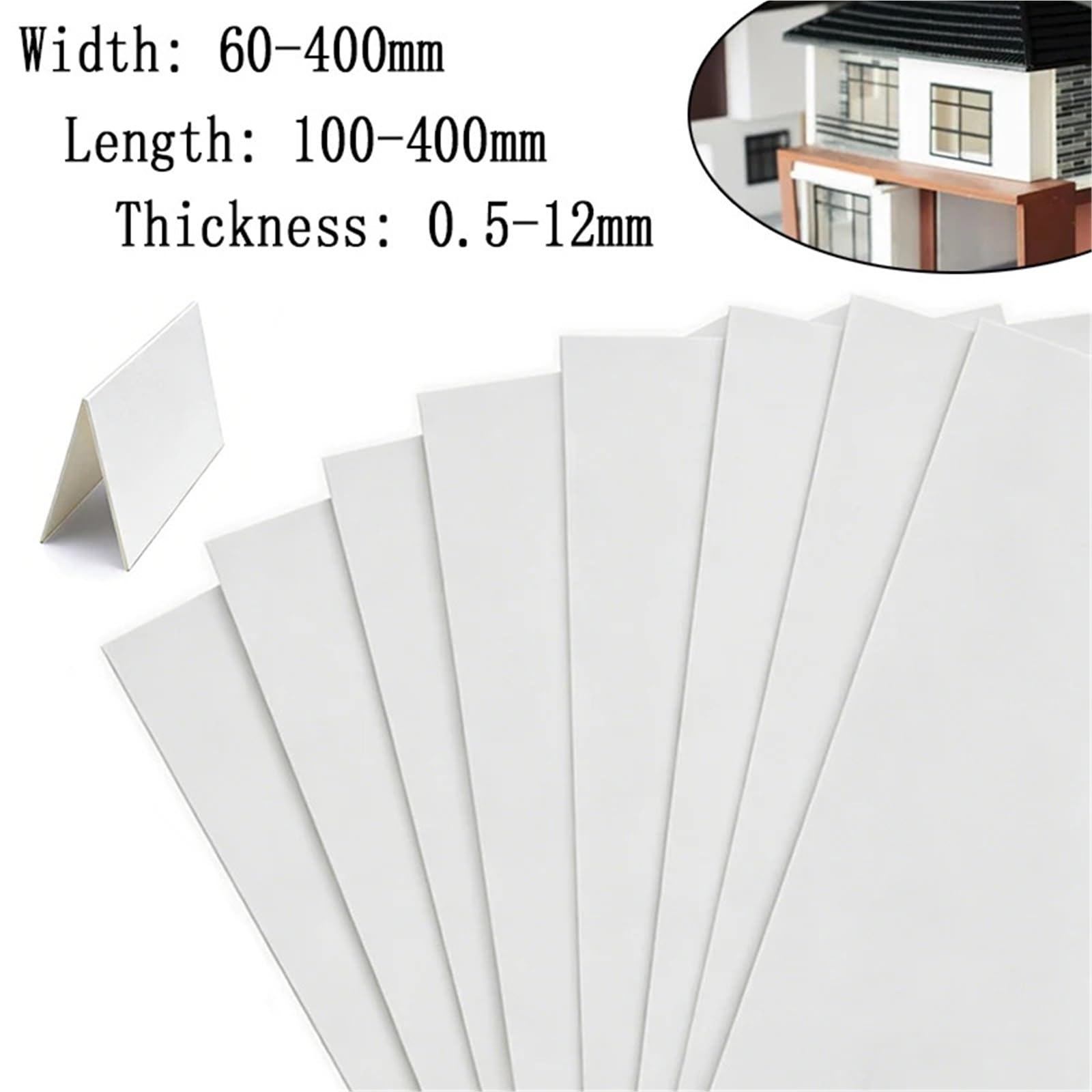 ABS-Kunststoffplatten 1 Stück Dicke 0,5 mm/1, mm/2 mm/3 mm/4 mm/5 mm/6 mm/8 mm/10 mm/12 mm, weiße Abs-Kunststoffplatte, Modellblatt, DIY-Modellmaterial Bastelarbeiten