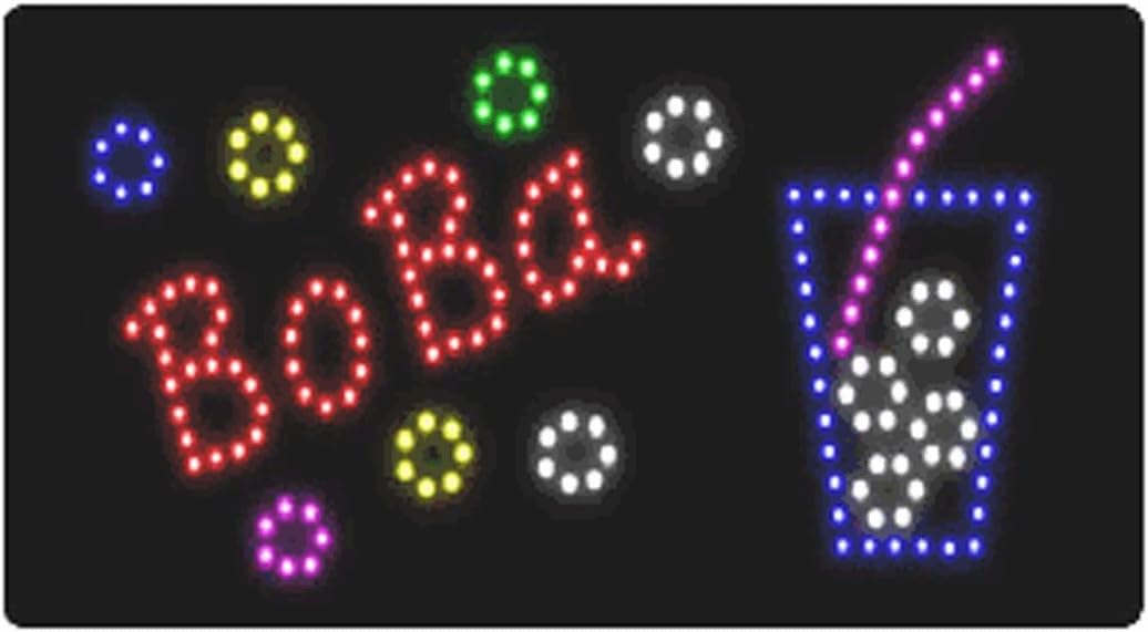Affordable Signs LED8302 LED Sign, Boba', 12" Height x 24" Length x 1" Width