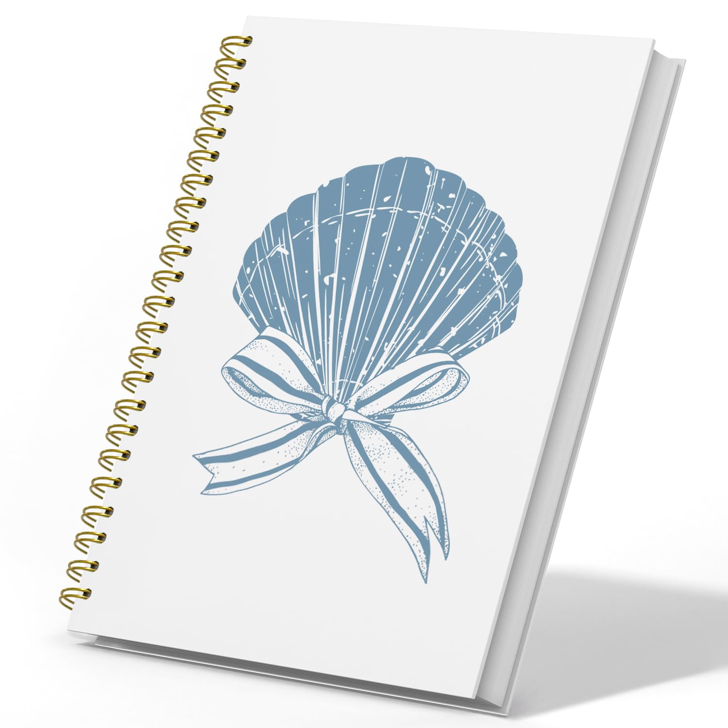 DSHFG Coquette Preppy Notebook Blue Seashell Journal for Women Teen Girls, Office School Supplies for Study Meeting Notebook for Work, Cute Hardcover Spiral Notebooks 5.5x8.3