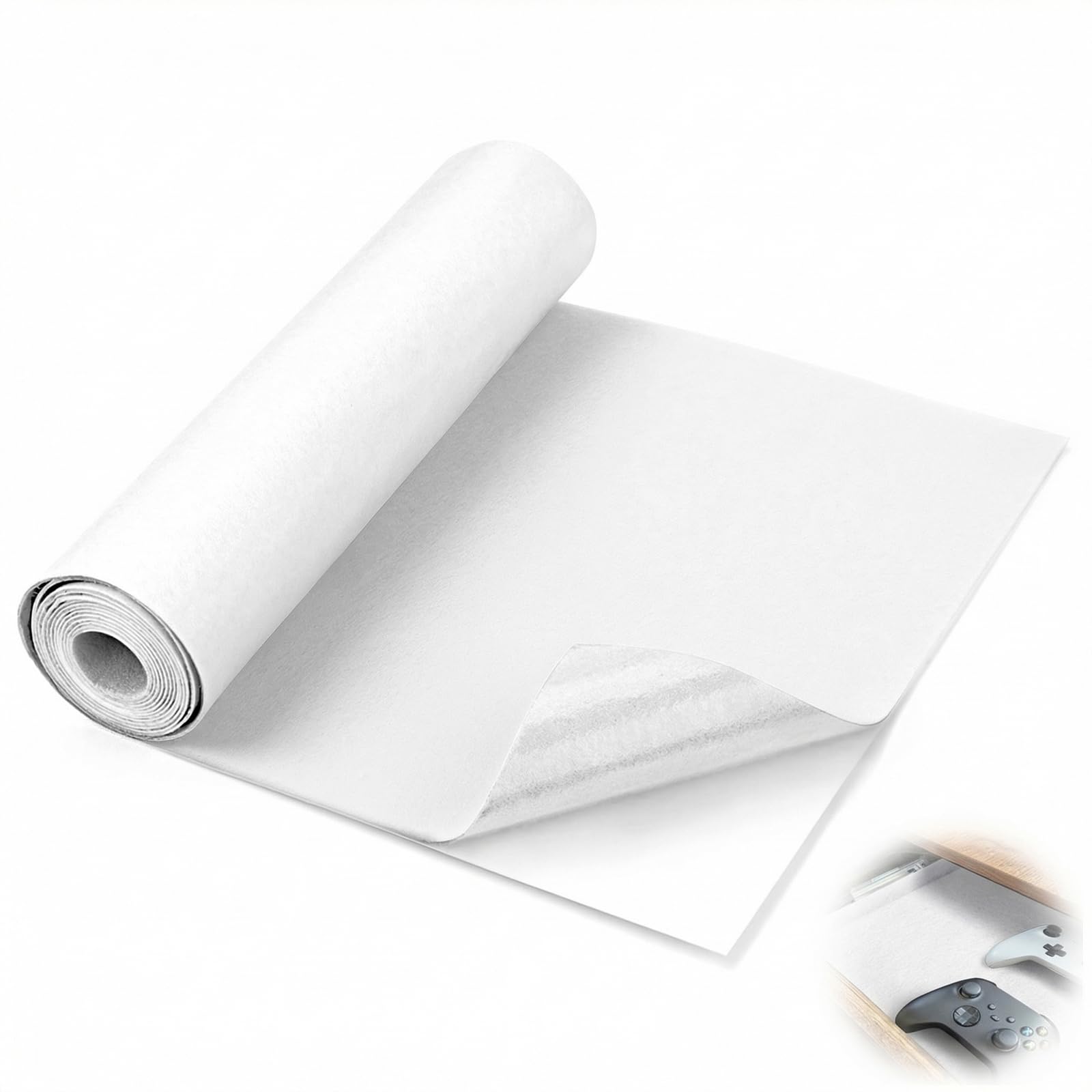 Mbsomnus Self Adhesive Felt 30cmx200cmx3mm Sticky Back Felt White — image 1