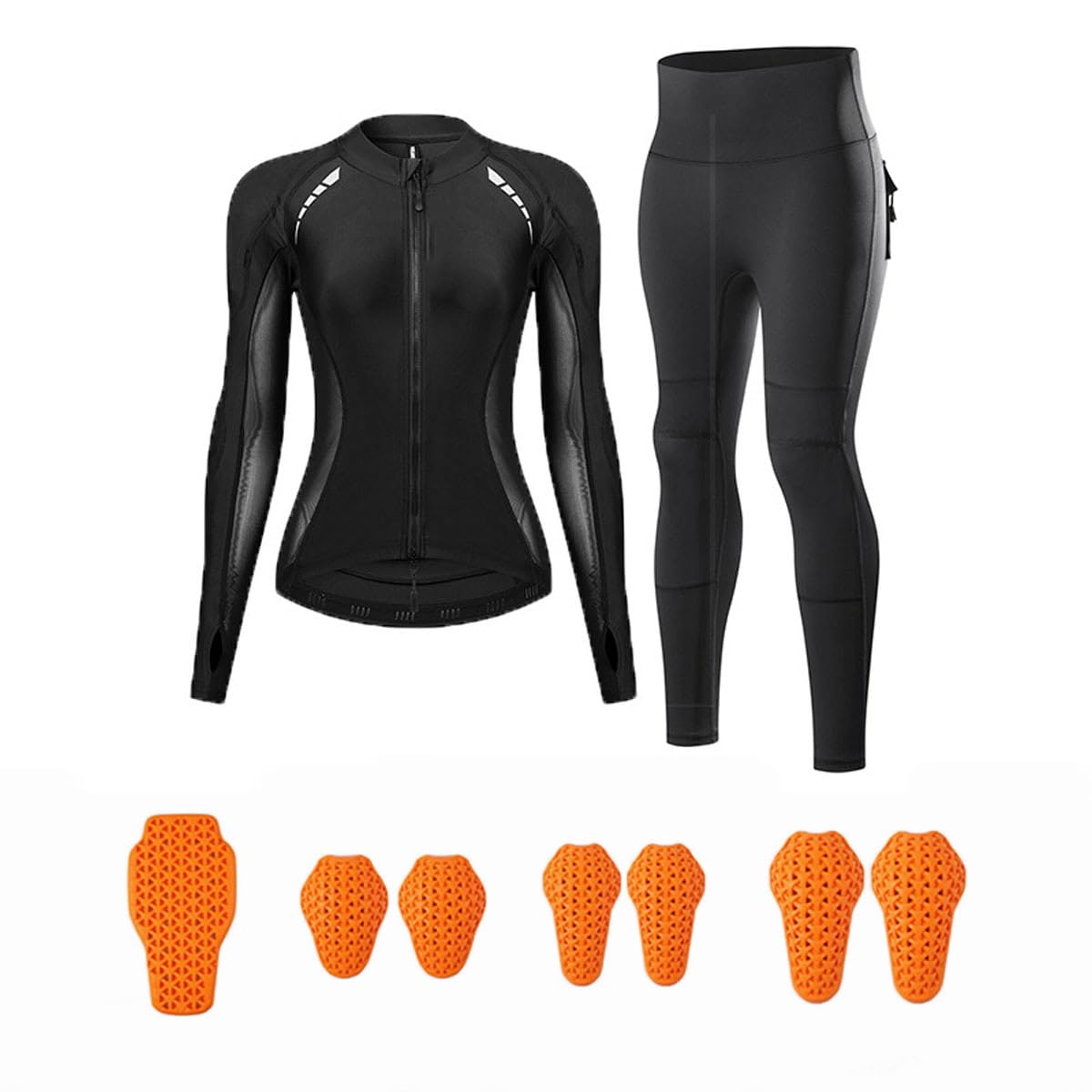 Completo Giacca e Pantaloni da Moto in Mesh Traspirante per Donna con Protezioni Certificate CE, Abbigliamento Protettivo Anti-Impatto per la Guida Estiva(Size:M,Color:Nero)