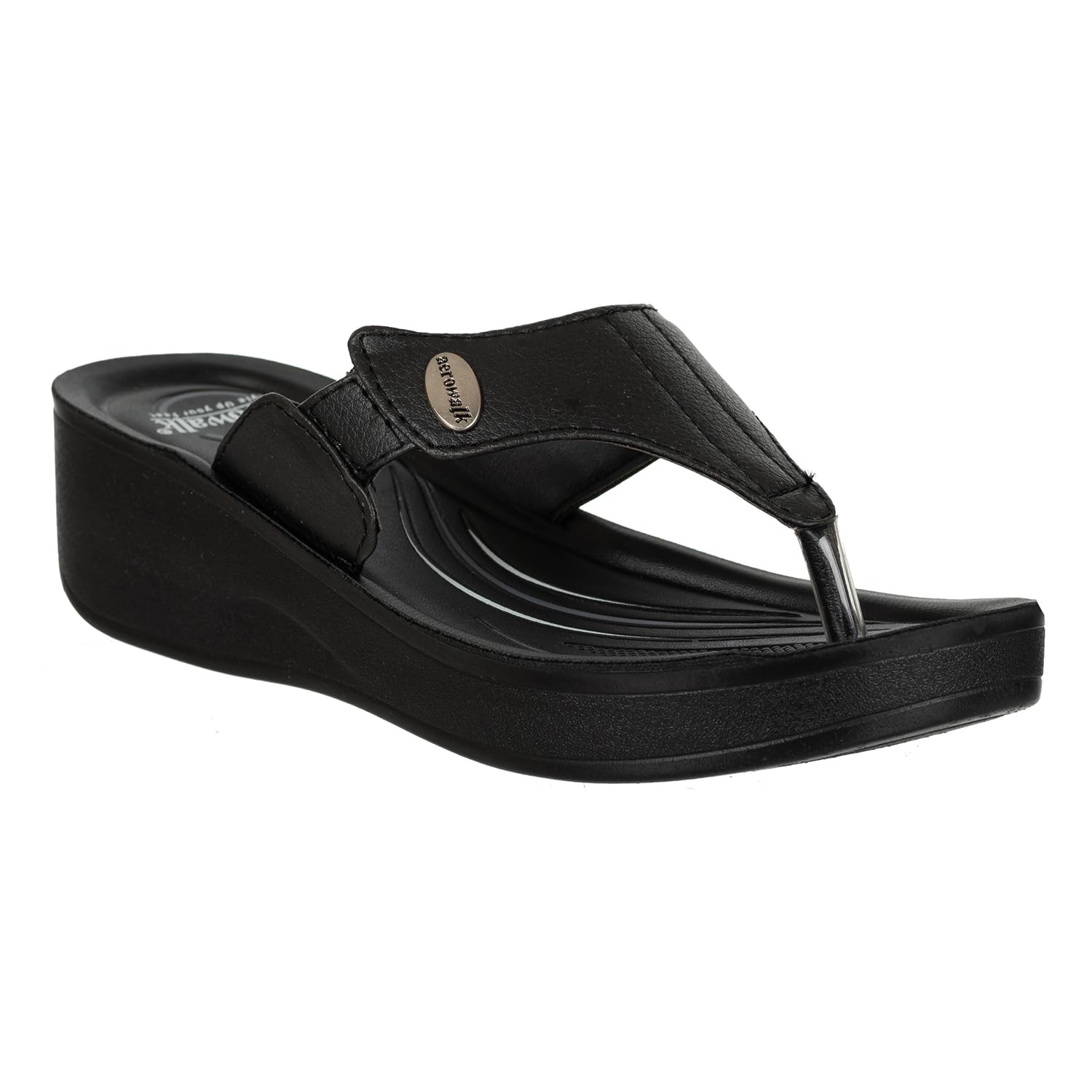 AEROWALK Stylish Fashion Sandal/Slipper for Women | Comfortable| Lightweight | Anti Skid | Casual Office Footwear (AT64_BLACK_37) (B0CJQ3YGLX) Amazon Price History, Amazon Price Tracker