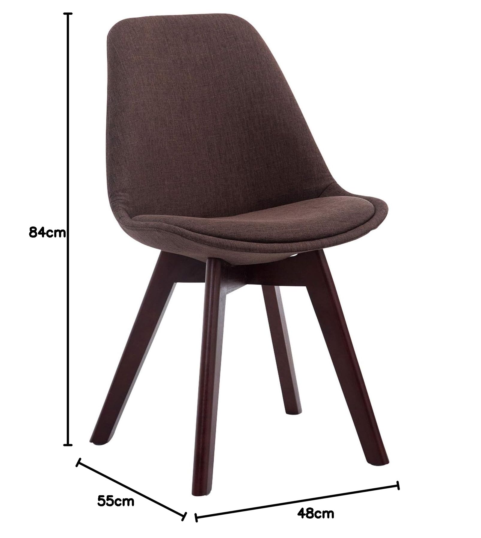 CLP Sedia Pranzo Borneo Design Nordico – Imbottita In Tessuto 100% Poliestere, Telaio Noce, Carico 120 Kg, Facile Da Montare