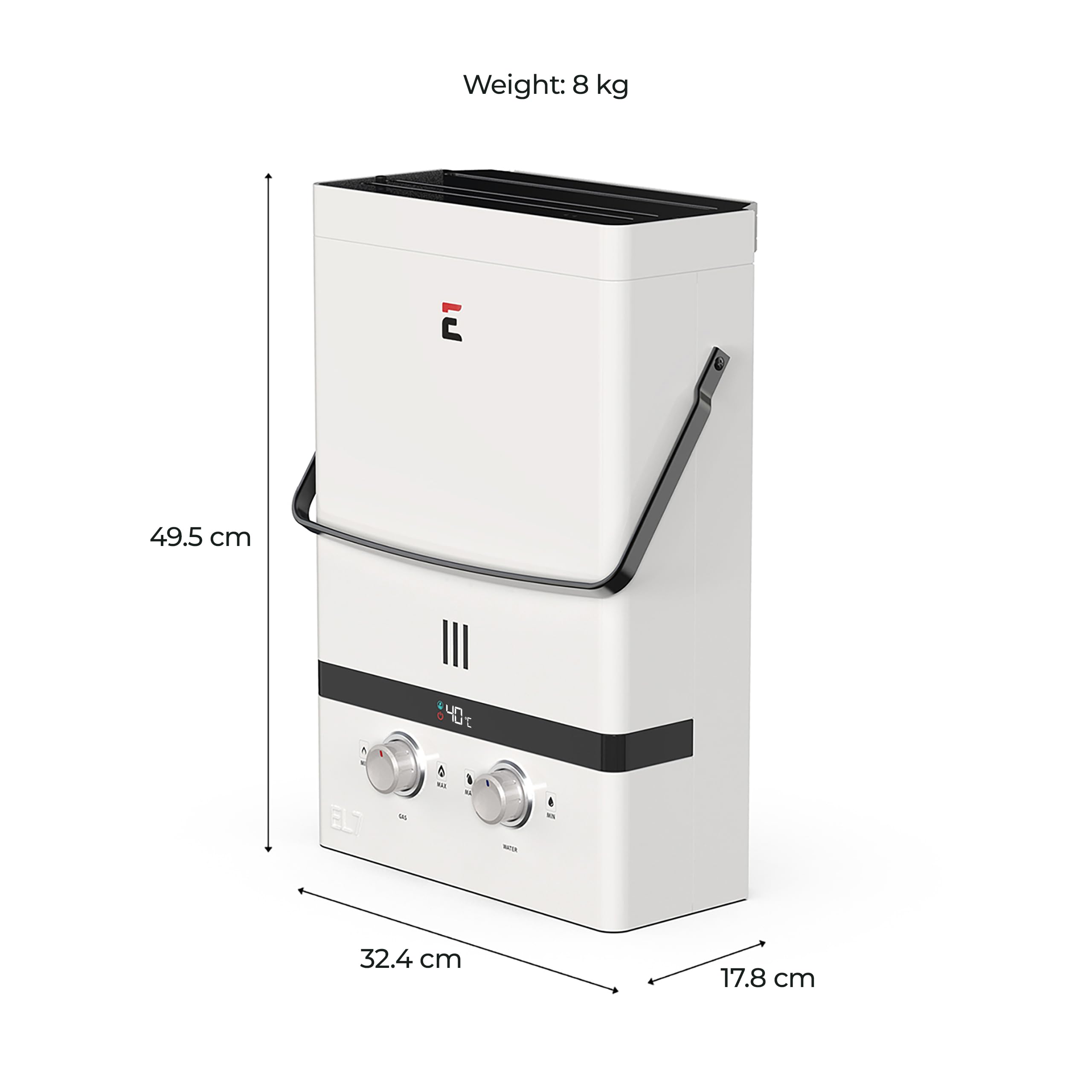 Calentador de agua instantáneo portátil para exteriores Eccotemp Luxé de 7 LPM, 50 mbar