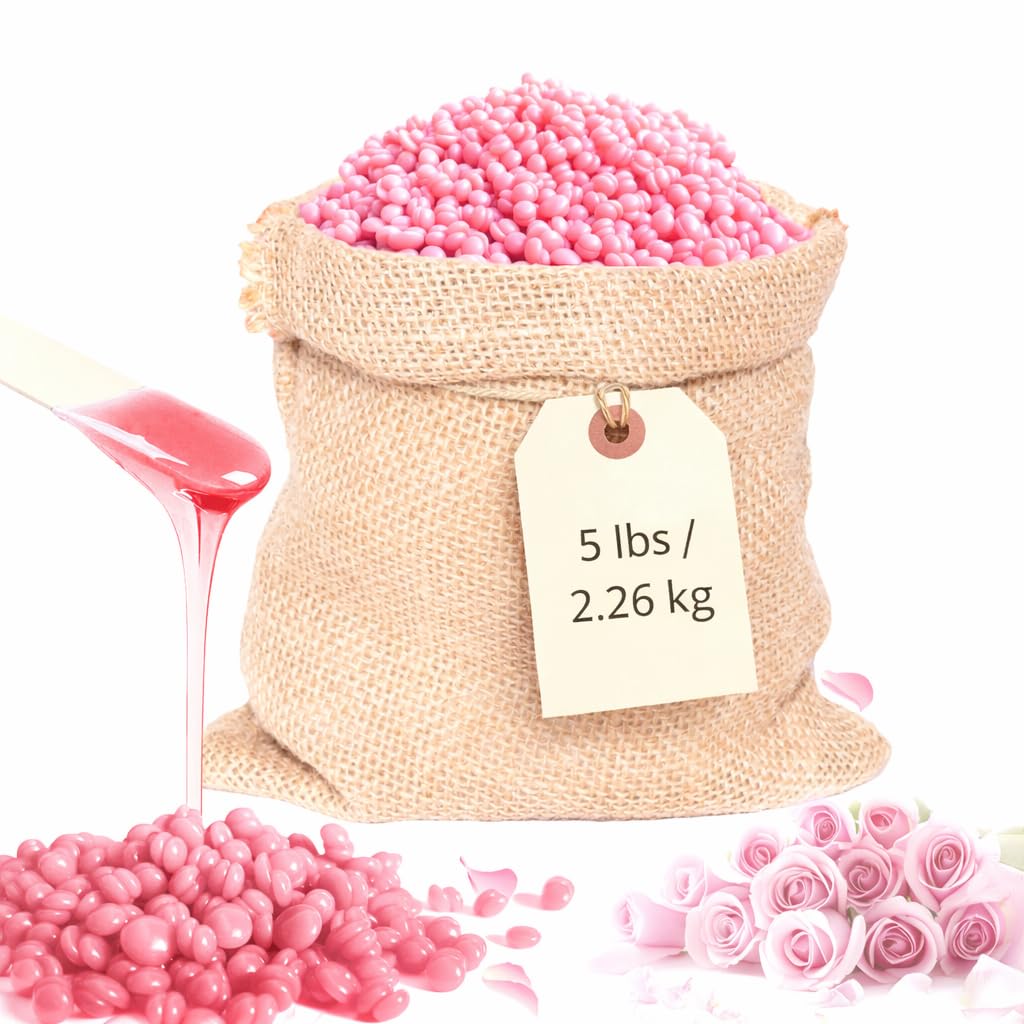 5lb Wax Beads for Hair Removal, 80 oz Bulk Big Bag of Pink Hypoallergenic Wax Bean Refill for Commercial Salon & At-Home Use, Full Body (Brazilian, Bikini, Face, Underarm, Legs) Coarse & Fine Hair