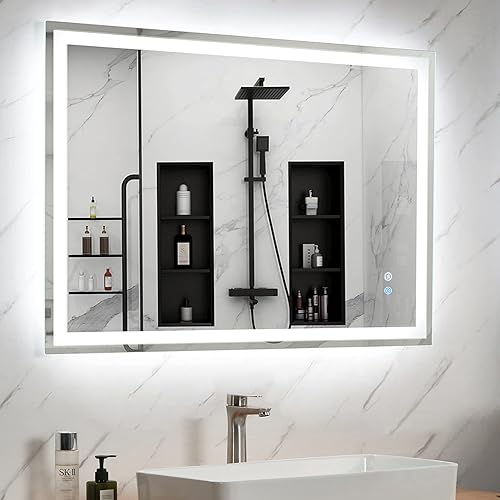 Espejo de baño LED de 40 x 24 pulgadas, espejo con luz para baño montado en la pared, espejo iluminado antivaho con 3000 K4500 K6000 K espejo de