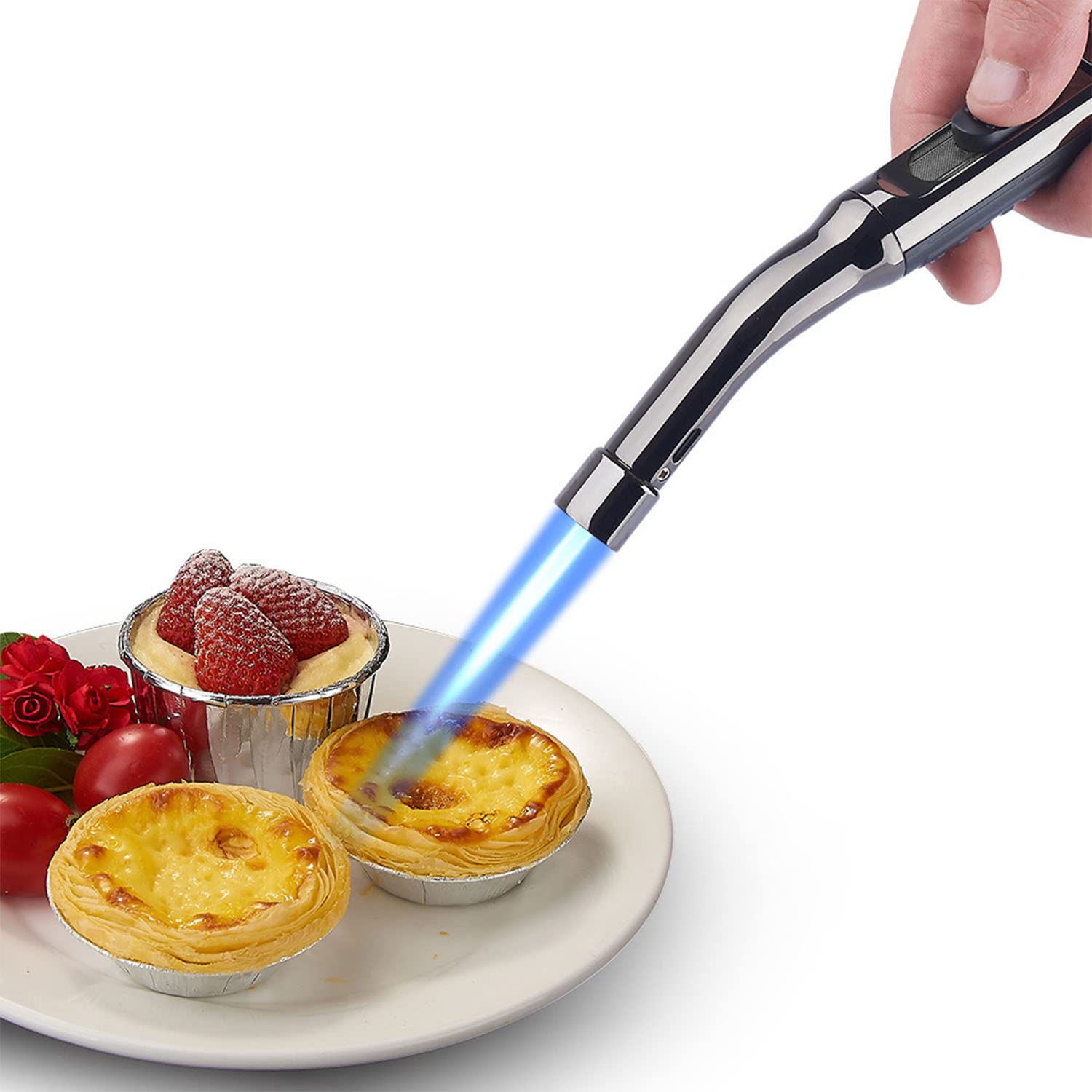 Encendedor Jet Butano Llama Ajustable Mechero de Gas Recargables Estufa de Cocina Antorcha de Cocina Barbacoa a Prueba de Viento Más Ligero Largo, Paquete de 3