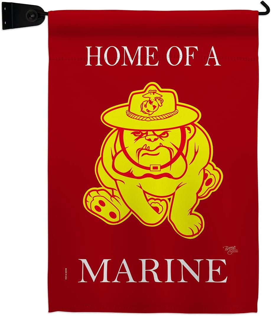 Home of Marine Dog Garden Flag - Set Mailbox Hanger Armed Forces Corps USMC Semper Fi United State American Military Veteran Retire Official - House Banner Small Yard Gift Double-Sided 13 X 18.5