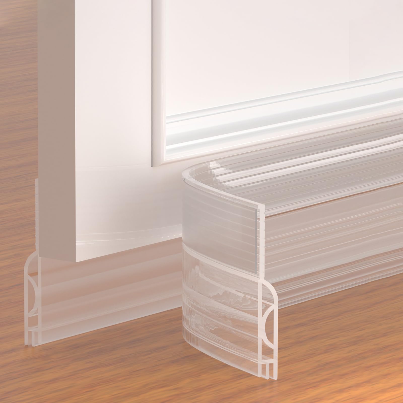 Door Draft Stopper, Adjustable Door Sweep, Silicone Weather Stripping, Under Door Gap Filler, Transparent, 39 inch-image-46