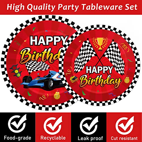 96 Pcs Race Car Birthday Party Supplies Racing Car Plates Napkins Disposable Birthday Tableware Set Race Car Themed Paper Dinnerware For Race Sports Boys Birthday Baby Shower Decorations Favors #TOP2