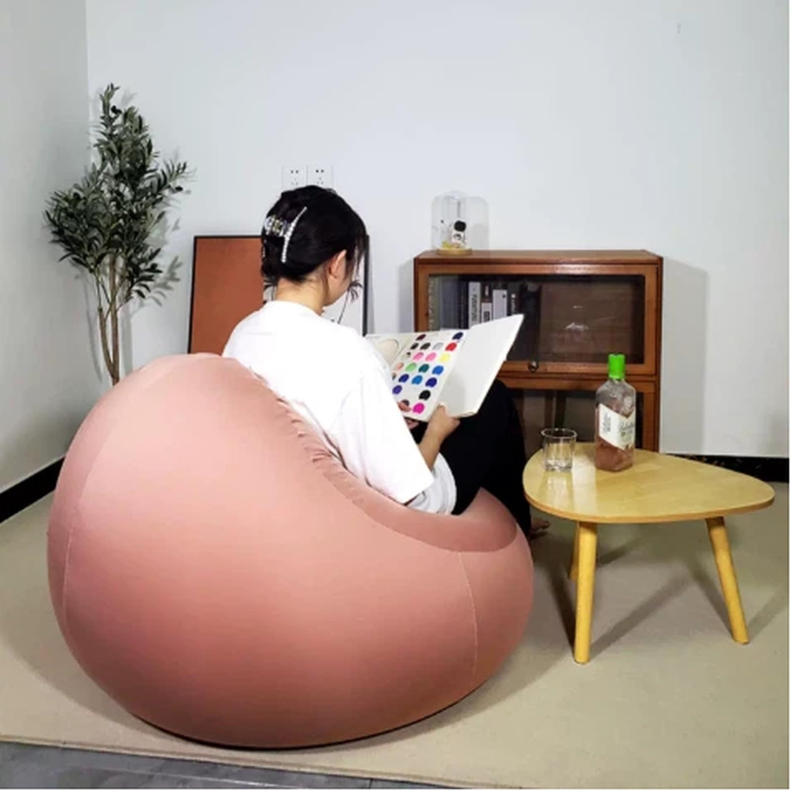 Krzesło z workiem fasolowym na świeżym powietrzu Sofa z pojedynczą torbą fasolową do fotela Leniwy salon siedzenia przy oknie balkonowym(Brown)