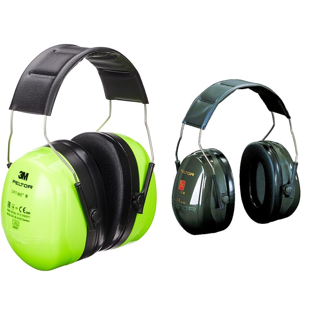 3M PELTOR Optime III Kapselgehörschutz, Kopfbügel, Hi-Viz, SNR 35 dB, hohe Sichtbarkeit, 1 Stück, grün Optime II Kapselgehörschutz, grün