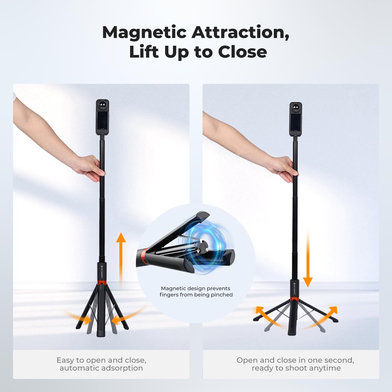 K&F CONCEPT Kijek do selfie 168 cm, statyw 2 w 1 ze śrubą 1/4"